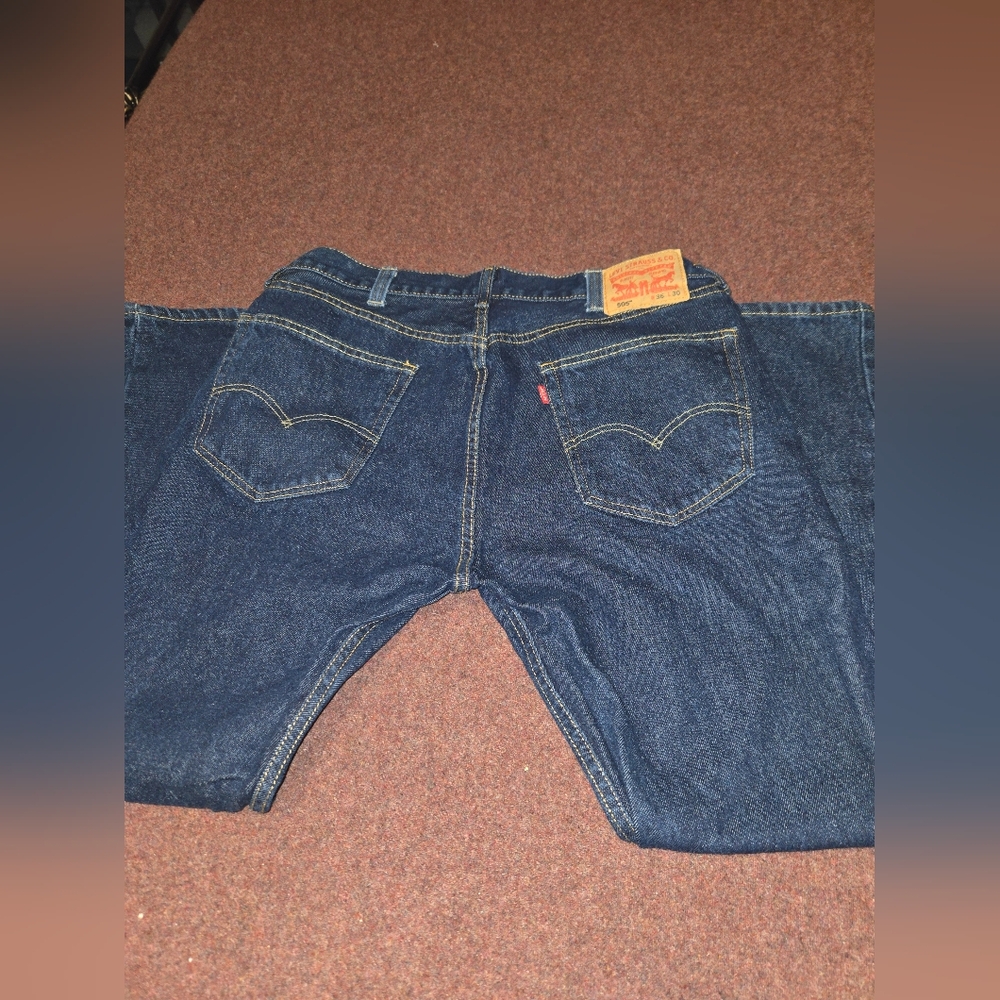 Levi's 505 Jeans Men's 36x30 But Measurung 36x29.5 Dark Blue Like New - Picture 5 of 6